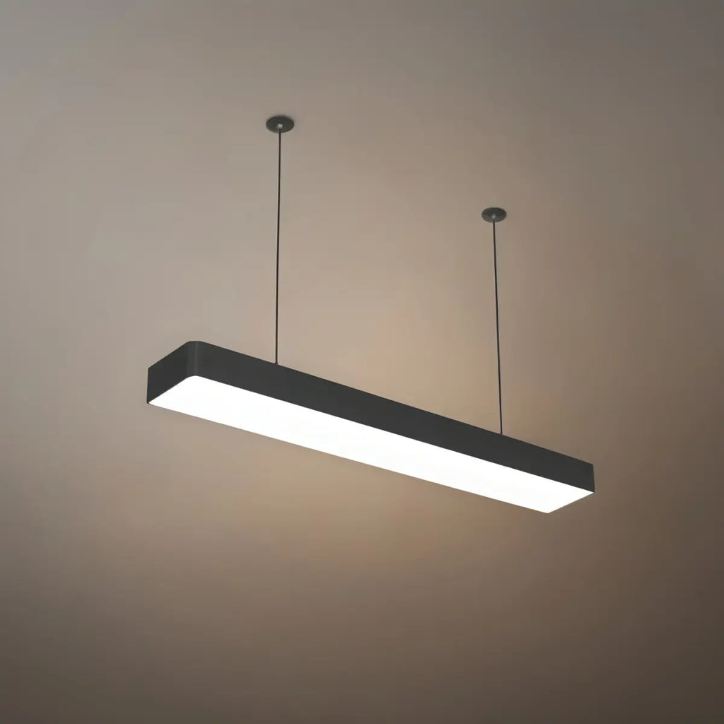 Minimalist Black Pendant Light – Rectangular Acrylic Lamp for Study/Dining Room - Flindria
