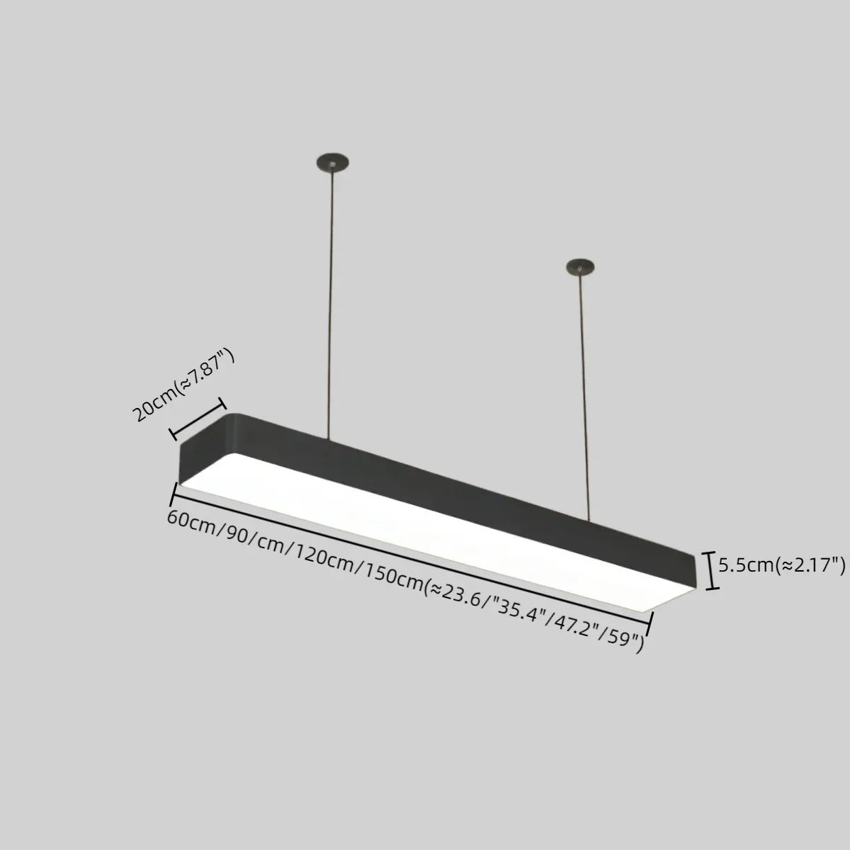 Minimalist Black Pendant Light – Rectangular Acrylic Lamp for Study/Dining Room - Flindria