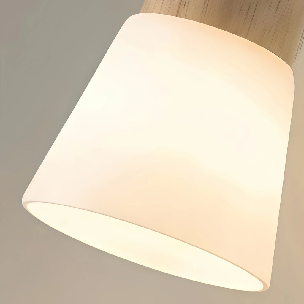 Luz de tocador blanca moderna – Pantallas cónicas de madera y vidrio para baño - Flindria