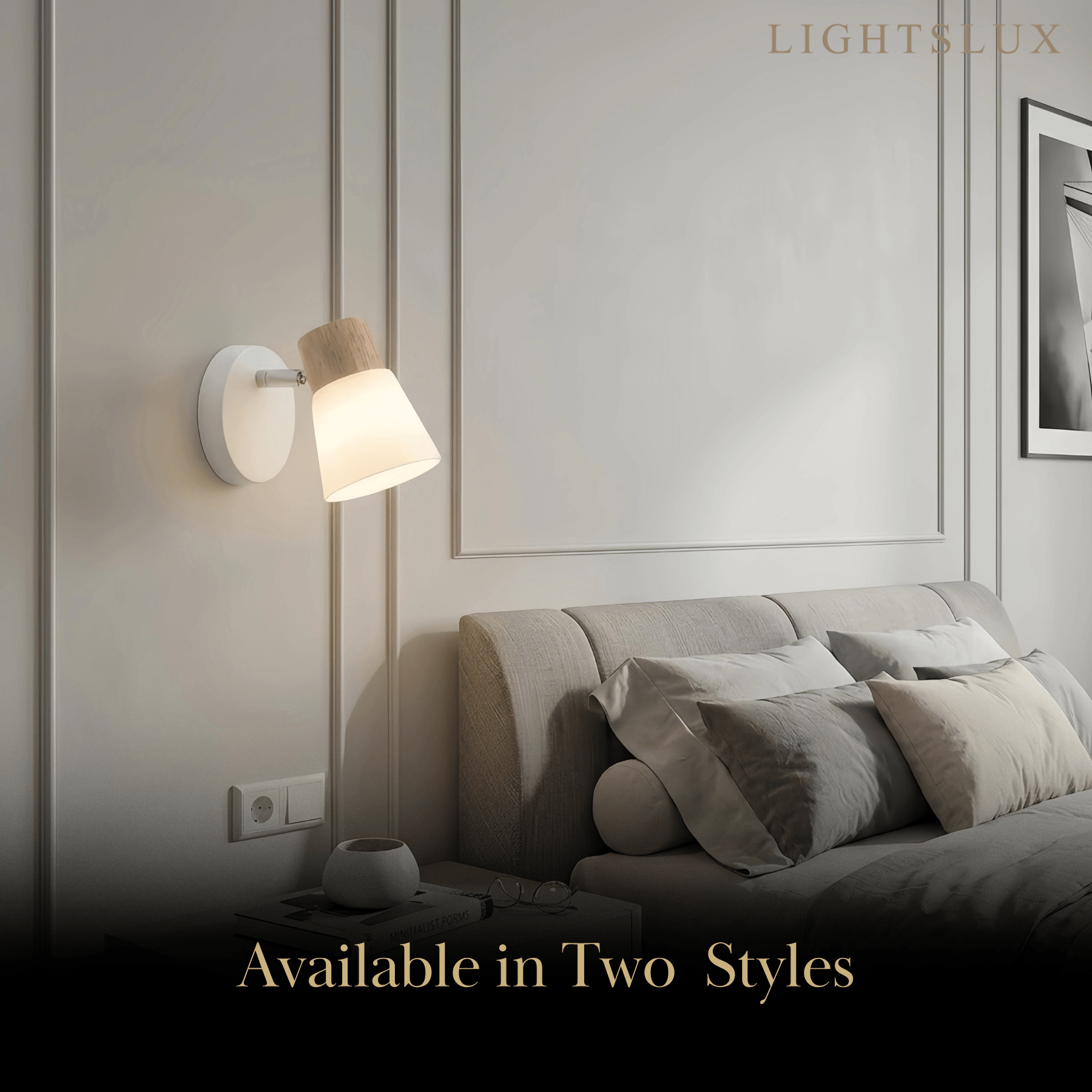 Luz de tocador blanca moderna – Pantallas cónicas de madera y vidrio para baño - Flindria