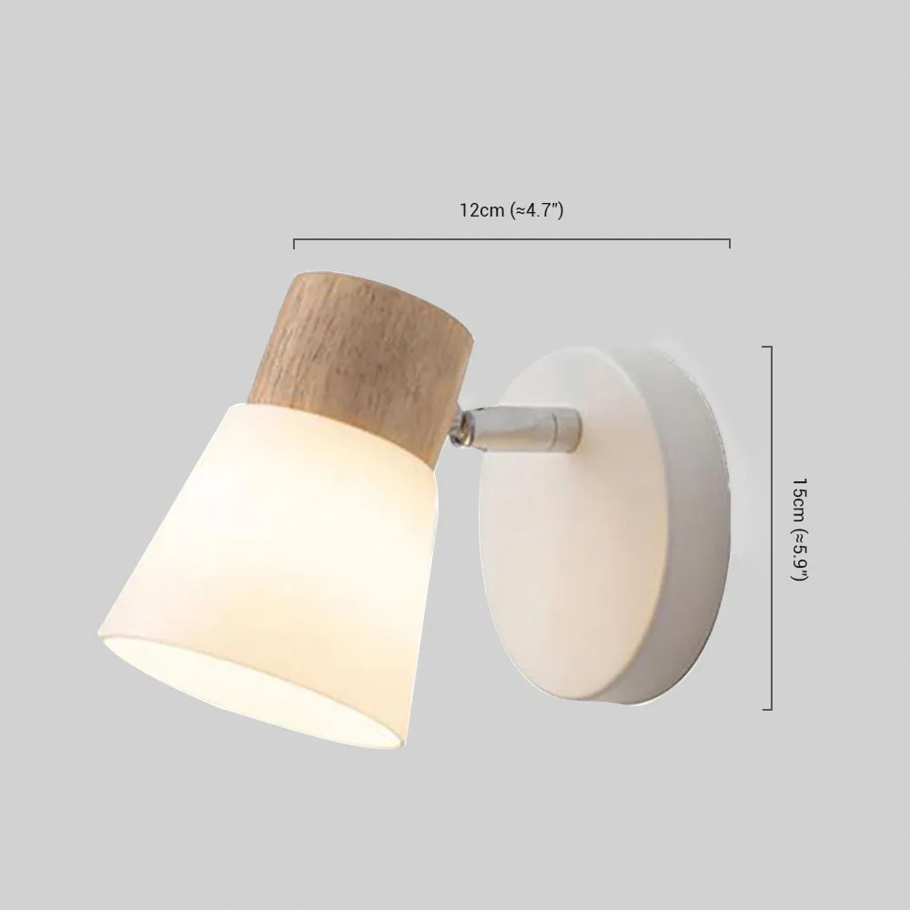 Luz de tocador blanca moderna – Pantallas cónicas de madera y vidrio para baño - Flindria