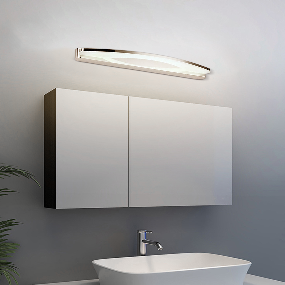 Lámpara de tocador elíptica moderna – Metal cromado y acrílico para baño - Flindria