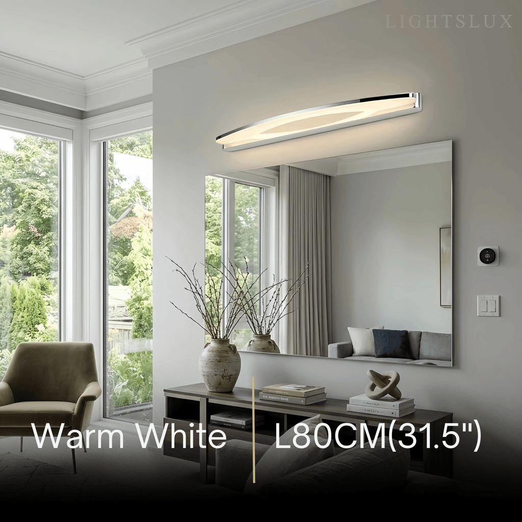 Lámpara de tocador elíptica moderna – Metal cromado y acrílico para baño - Flindria