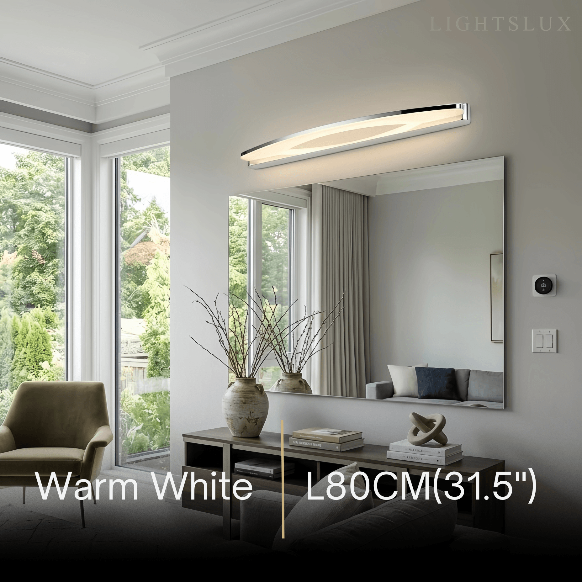 Lámpara de tocador elíptica moderna – Metal cromado y acrílico para baño - Flindria