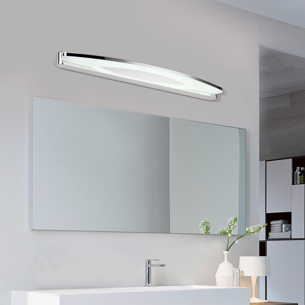 Lámpara de tocador elíptica moderna – Metal cromado y acrílico para baño - Flindria