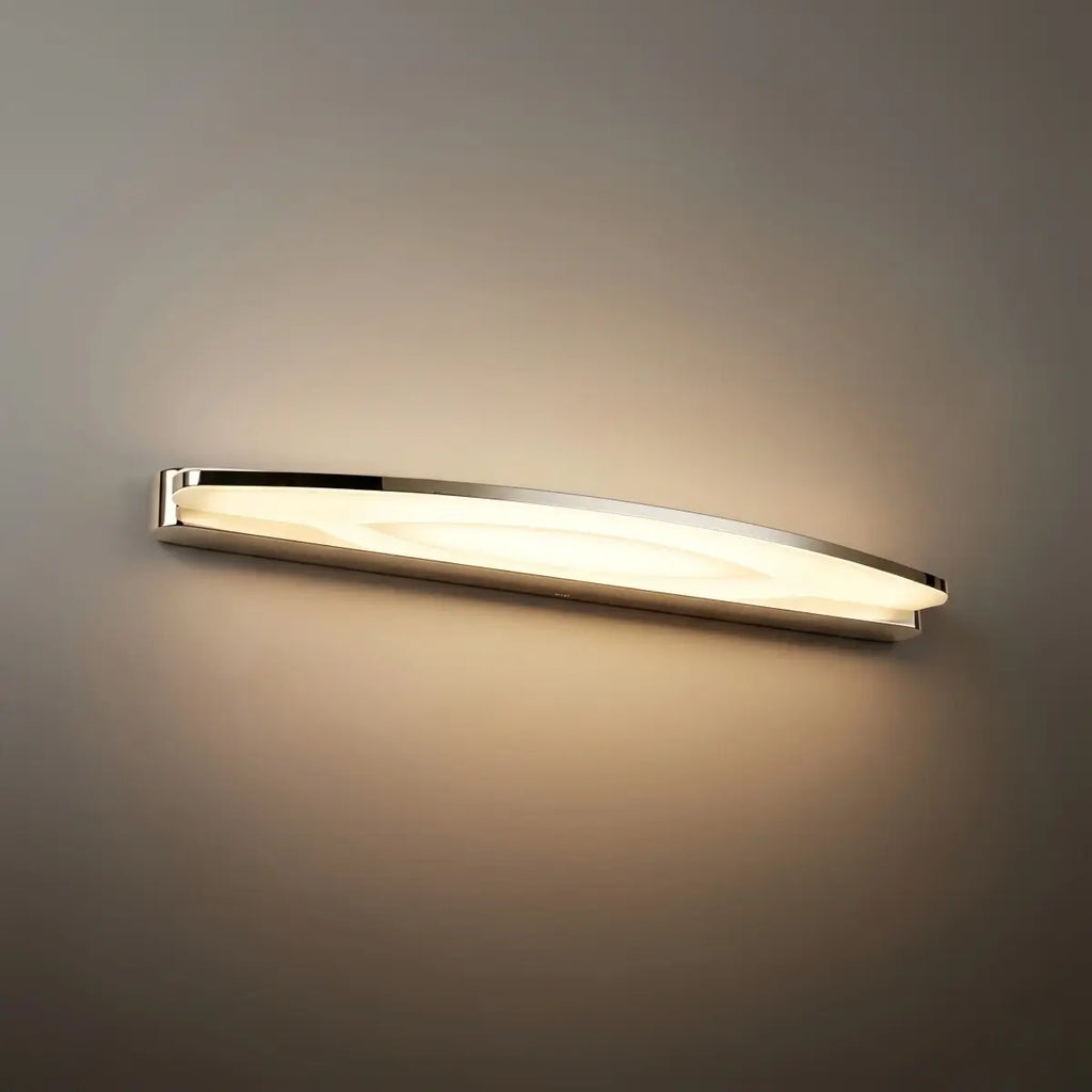 Lámpara de tocador elíptica moderna – Metal cromado y acrílico para baño - Flindria