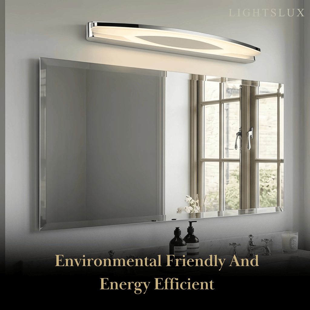 Lámpara de tocador elíptica moderna – Metal cromado y acrílico para baño - Flindria