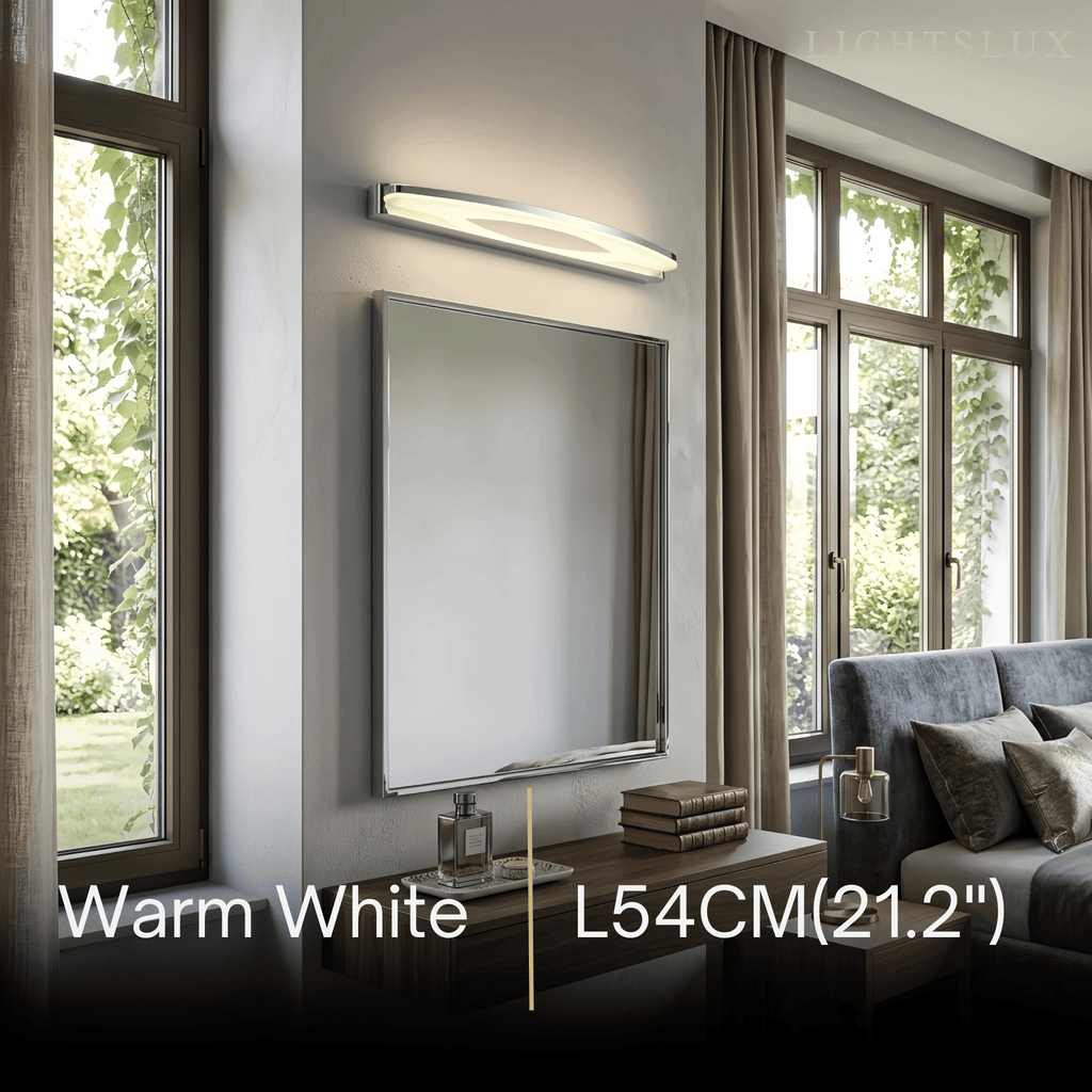Lámpara de tocador elíptica moderna – Metal cromado y acrílico para baño - Flindria