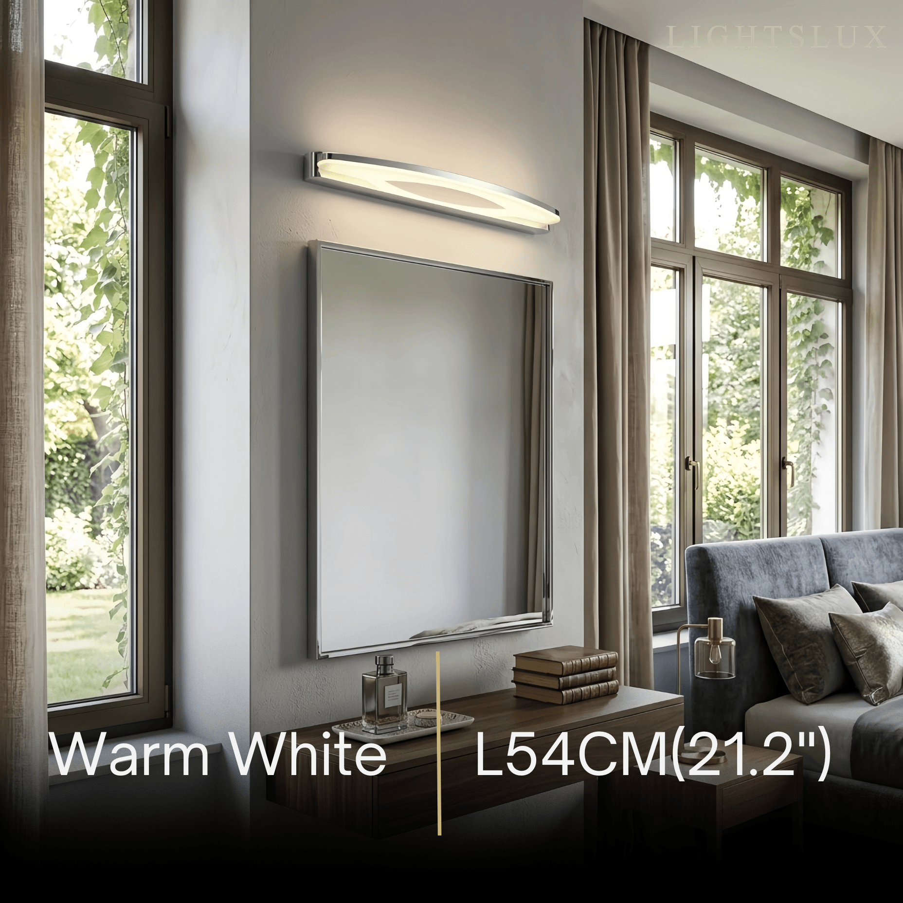 Lámpara de tocador elíptica moderna – Metal cromado y acrílico para baño - Flindria