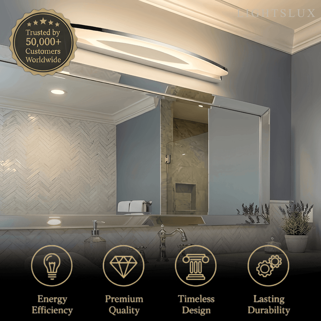 Lámpara de tocador elíptica moderna – Metal cromado y acrílico para baño - Flindria