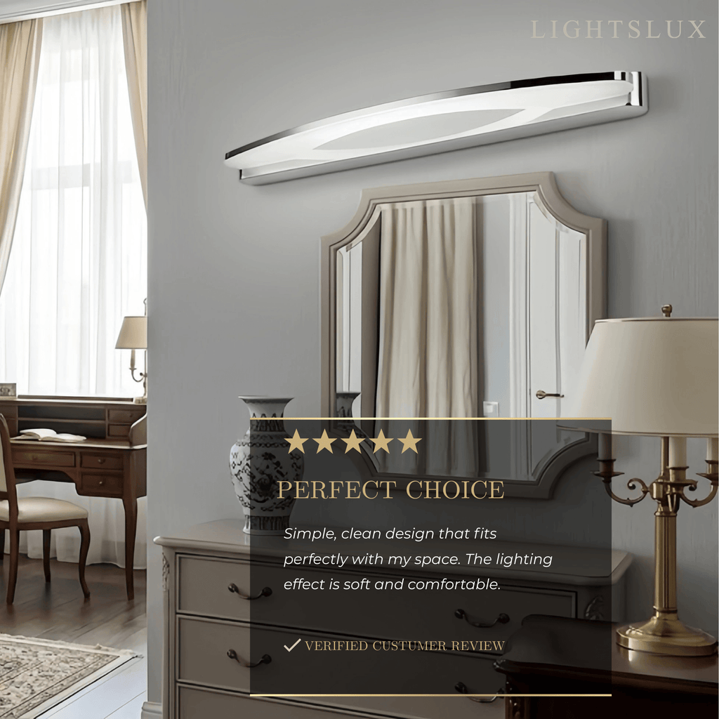 Lámpara de tocador elíptica moderna – Metal cromado y acrílico para baño - Flindria