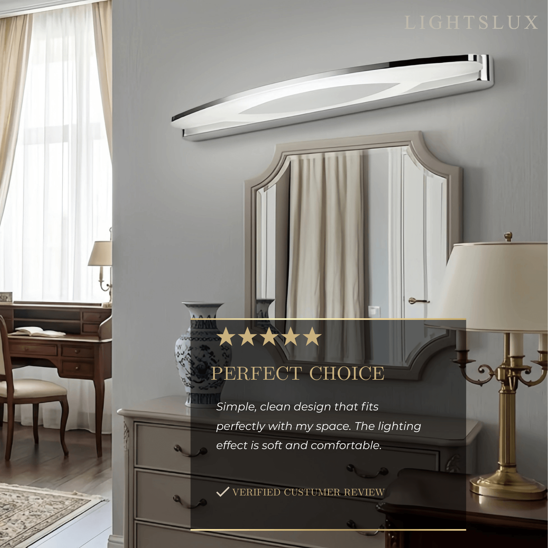 Lámpara de tocador elíptica moderna – Metal cromado y acrílico para baño - Flindria