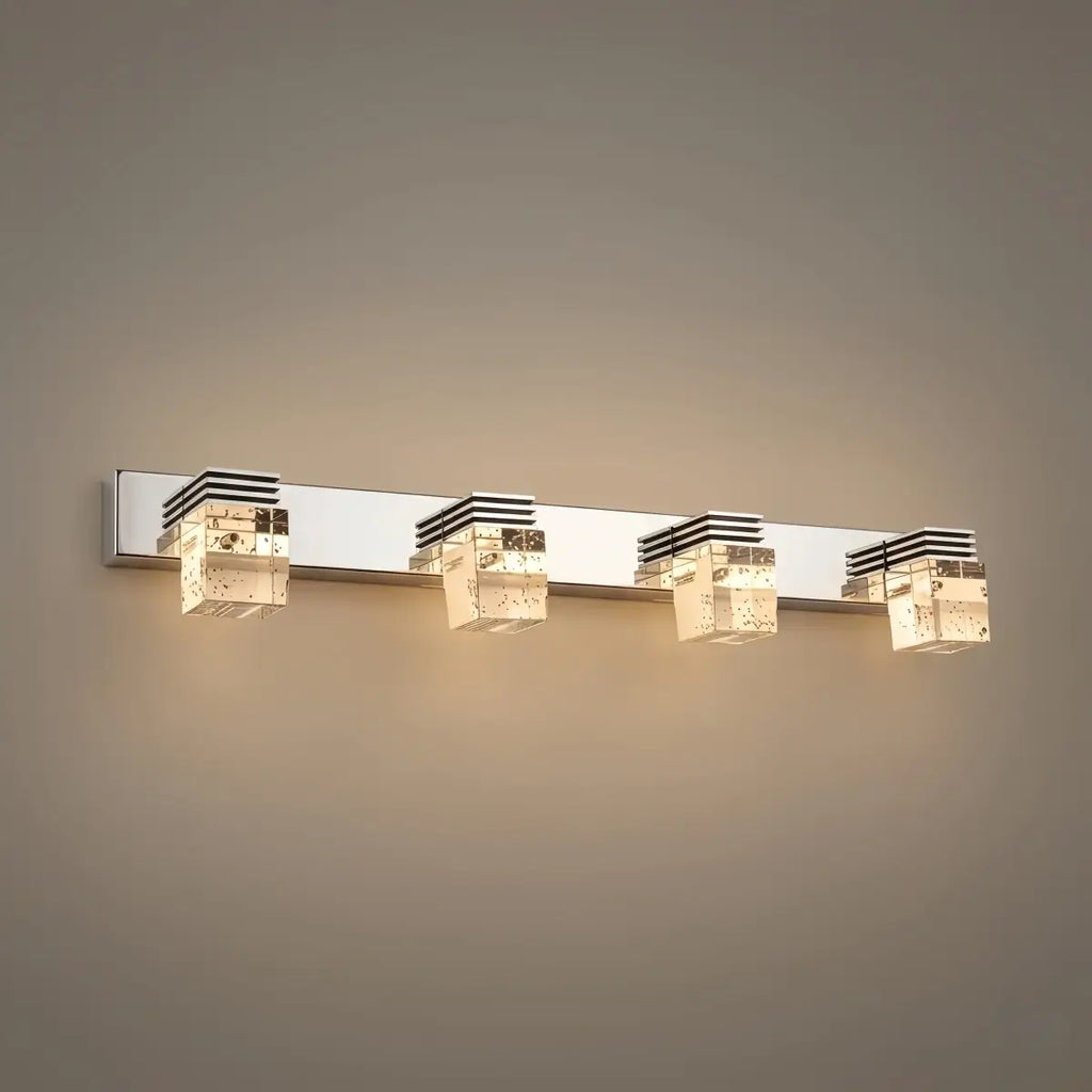 Luz de tocador cuadrada moderna— marco de cristal y metal IP44 para baño - Flindria