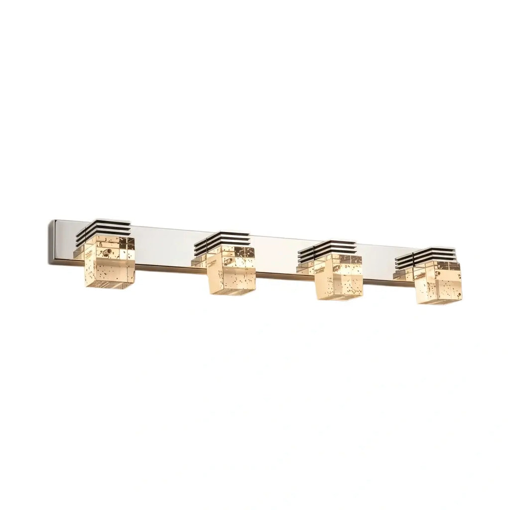 Luz de tocador cuadrada moderna— marco de cristal y metal IP44 para baño - Flindria