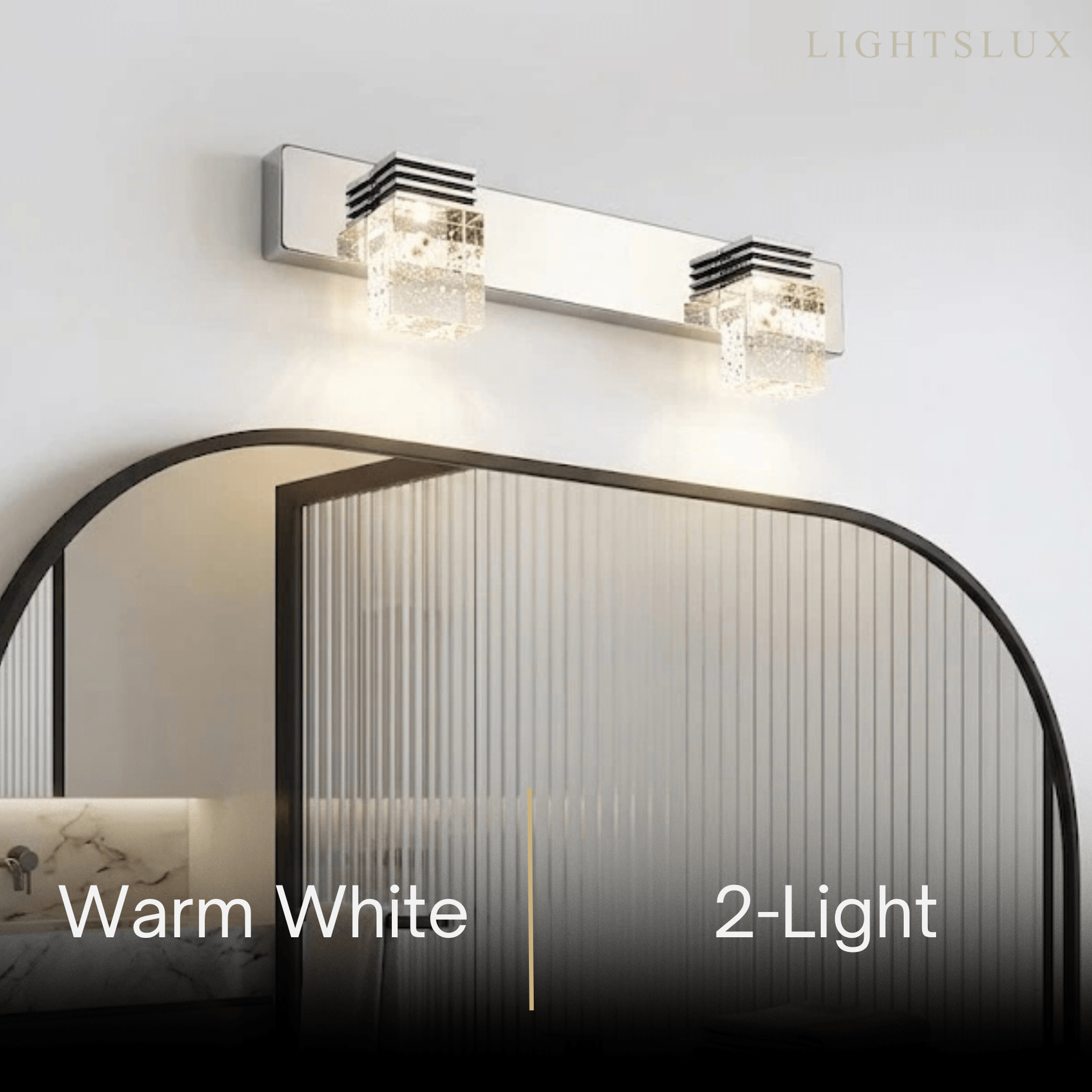 Luz de tocador cuadrada moderna— marco de cristal y metal IP44 para baño - Flindria