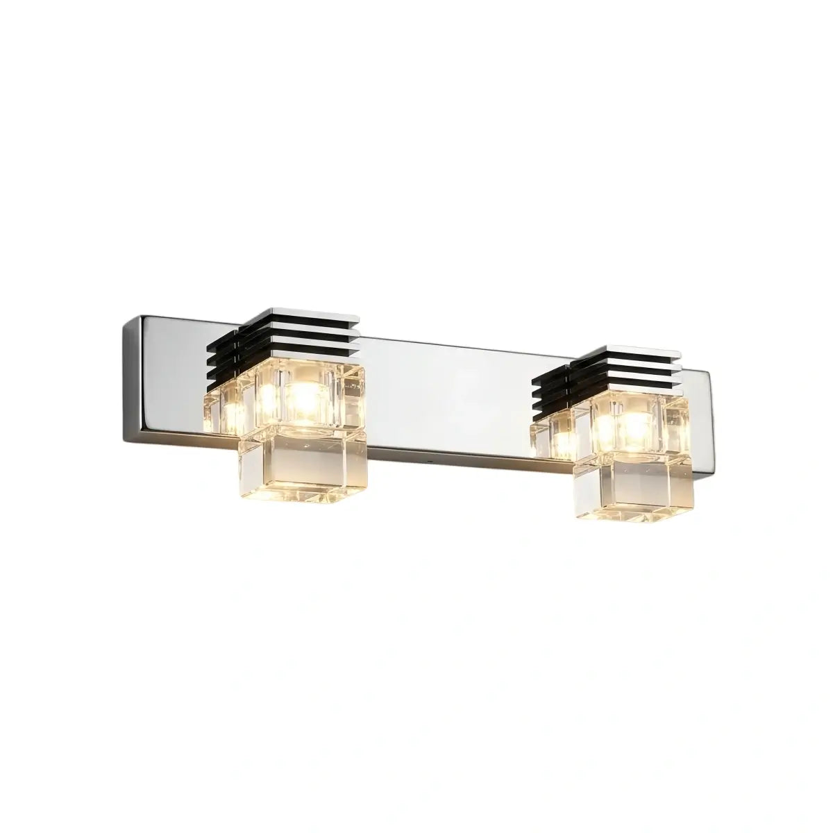 Luz de tocador cuadrada moderna— marco de cristal y metal IP44 para baño - Flindria