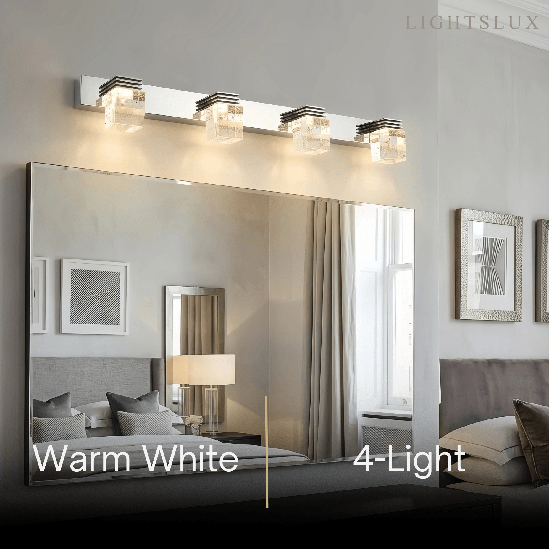 Luz de tocador cuadrada moderna— marco de cristal y metal IP44 para baño - Flindria