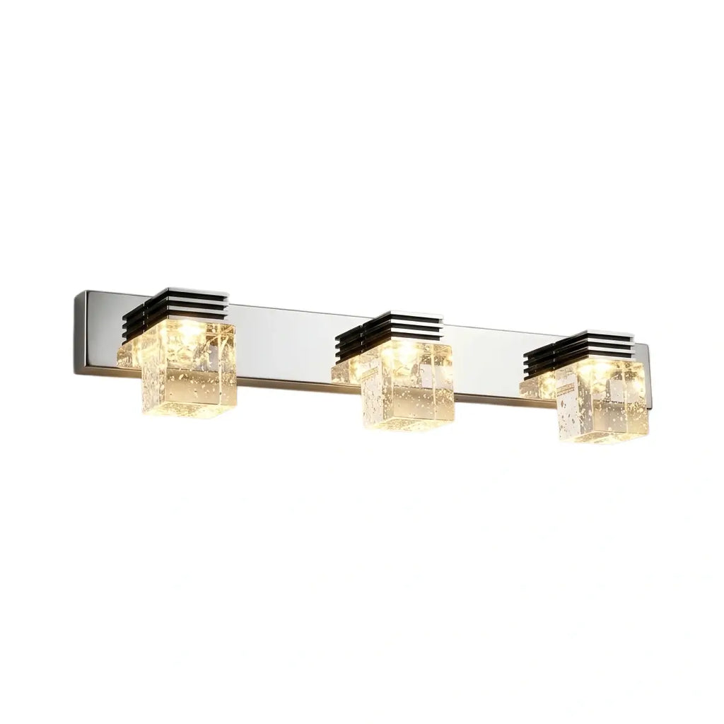 Luz de tocador cuadrada moderna— marco de cristal y metal IP44 para baño - Flindria