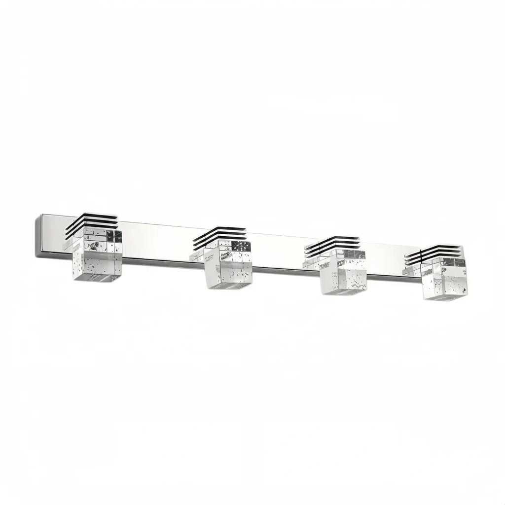 Luz de tocador cuadrada moderna— marco de cristal y metal IP44 para baño - Flindria