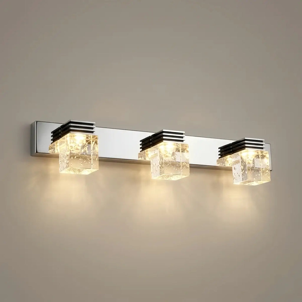 Luz de tocador cuadrada moderna— marco de cristal y metal IP44 para baño - Flindria