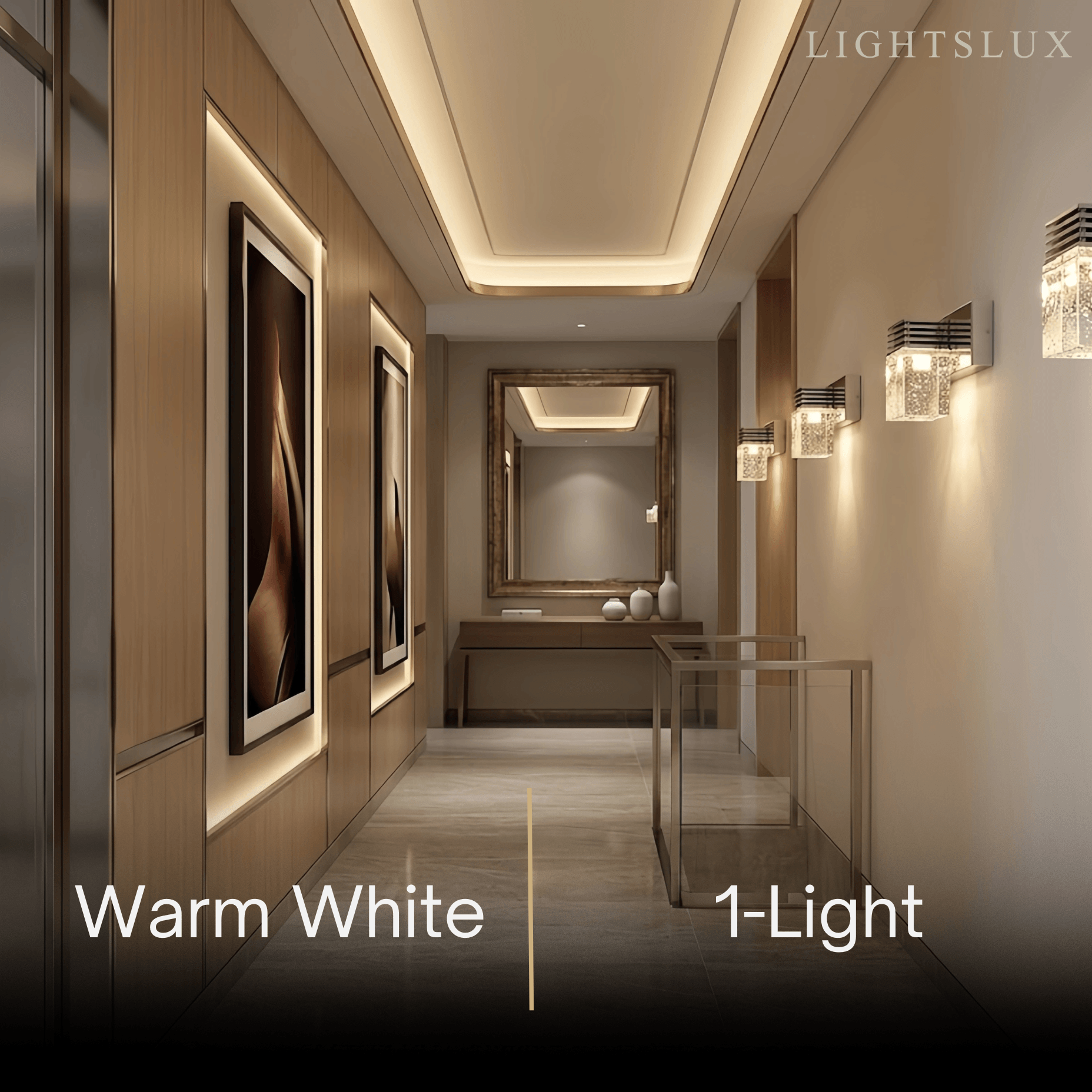 Luz de tocador cuadrada moderna— marco de cristal y metal IP44 para baño - Flindria