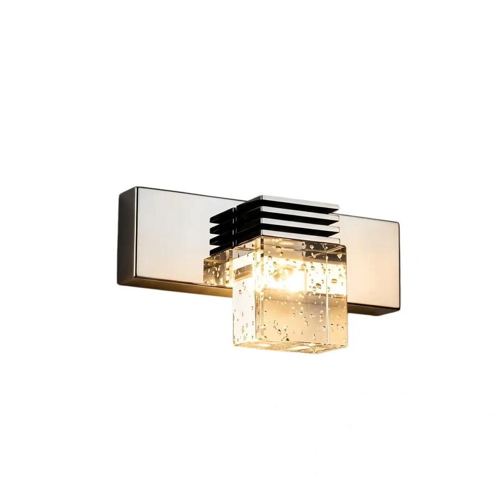 Luz de tocador cuadrada moderna— marco de cristal y metal IP44 para baño - Flindria