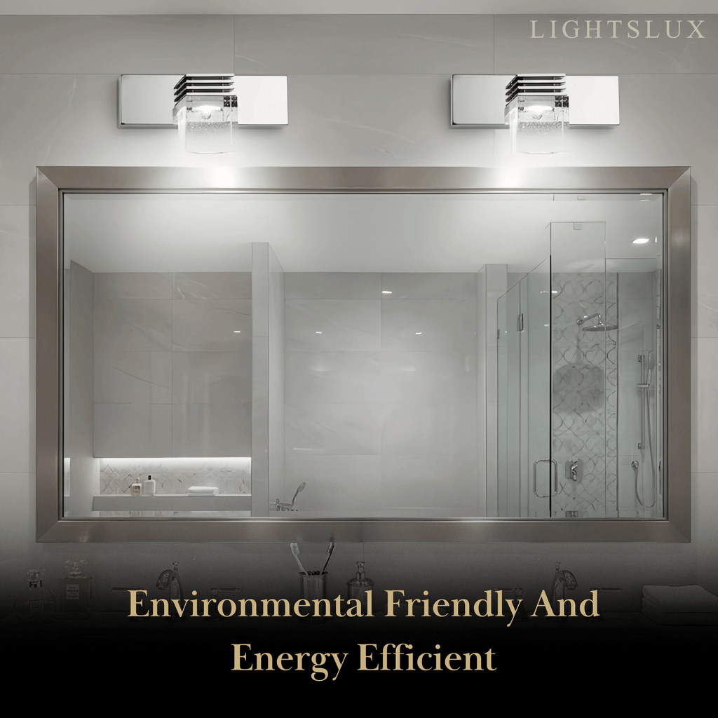 Luz de tocador cuadrada moderna— marco de cristal y metal IP44 para baño - Flindria
