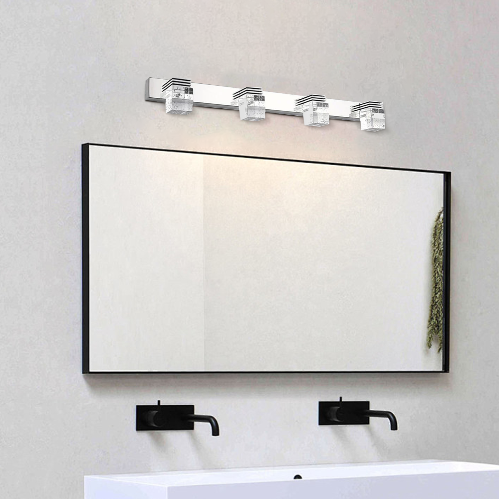 Luz de tocador cuadrada moderna— marco de cristal y metal IP44 para baño - Flindria