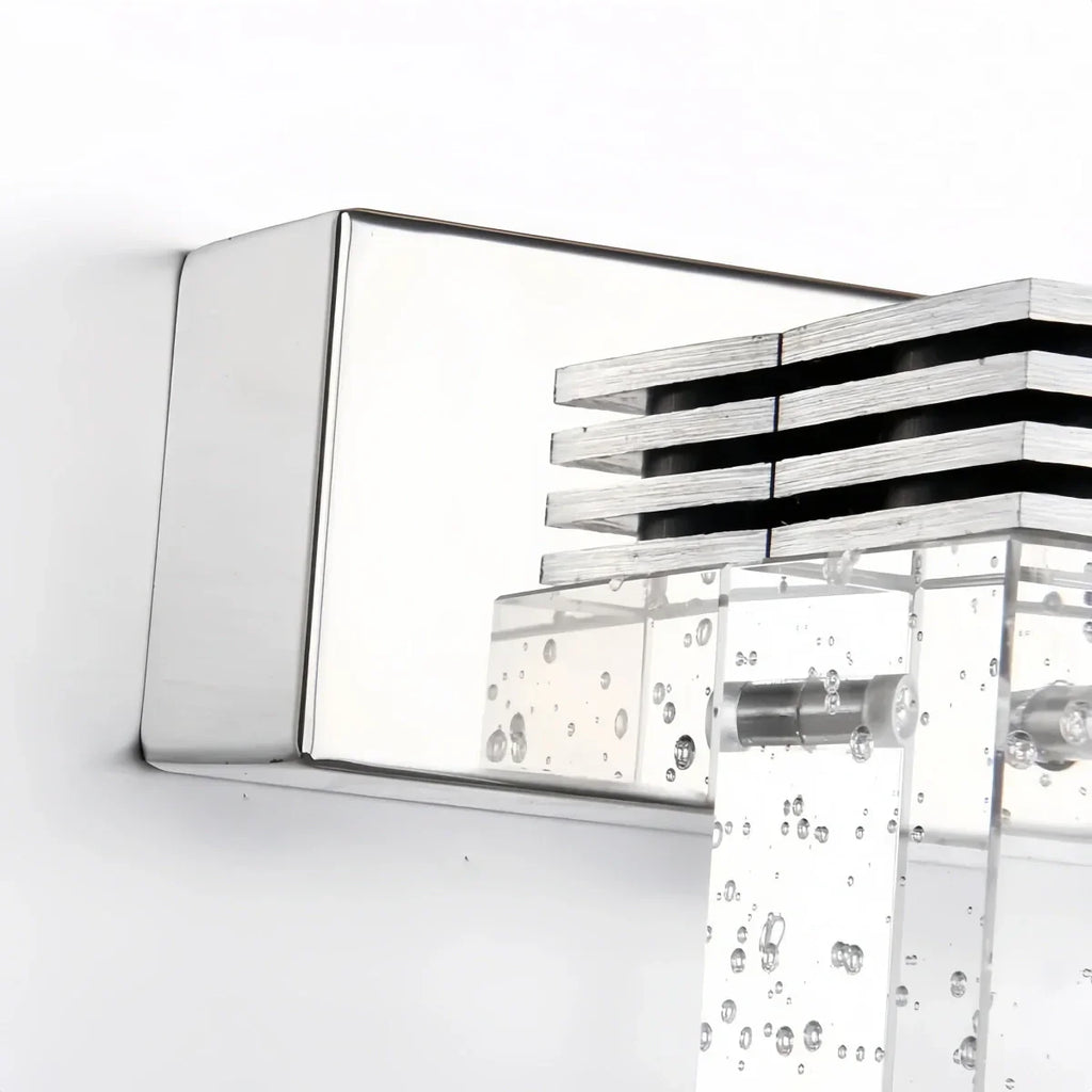 Luz de tocador cuadrada moderna— marco de cristal y metal IP44 para baño - Flindria