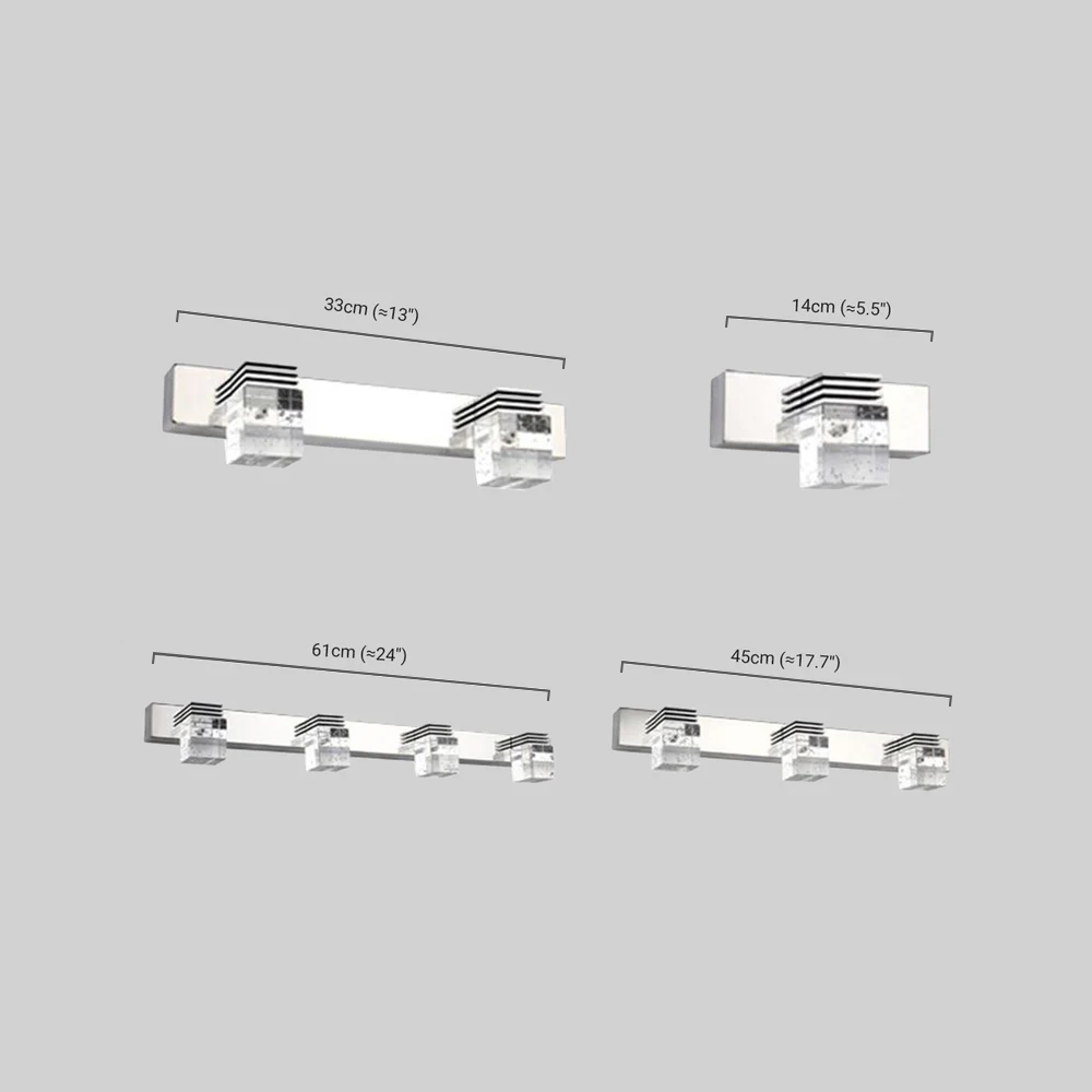 Luz de tocador cuadrada moderna— marco de cristal y metal IP44 para baño - Flindria