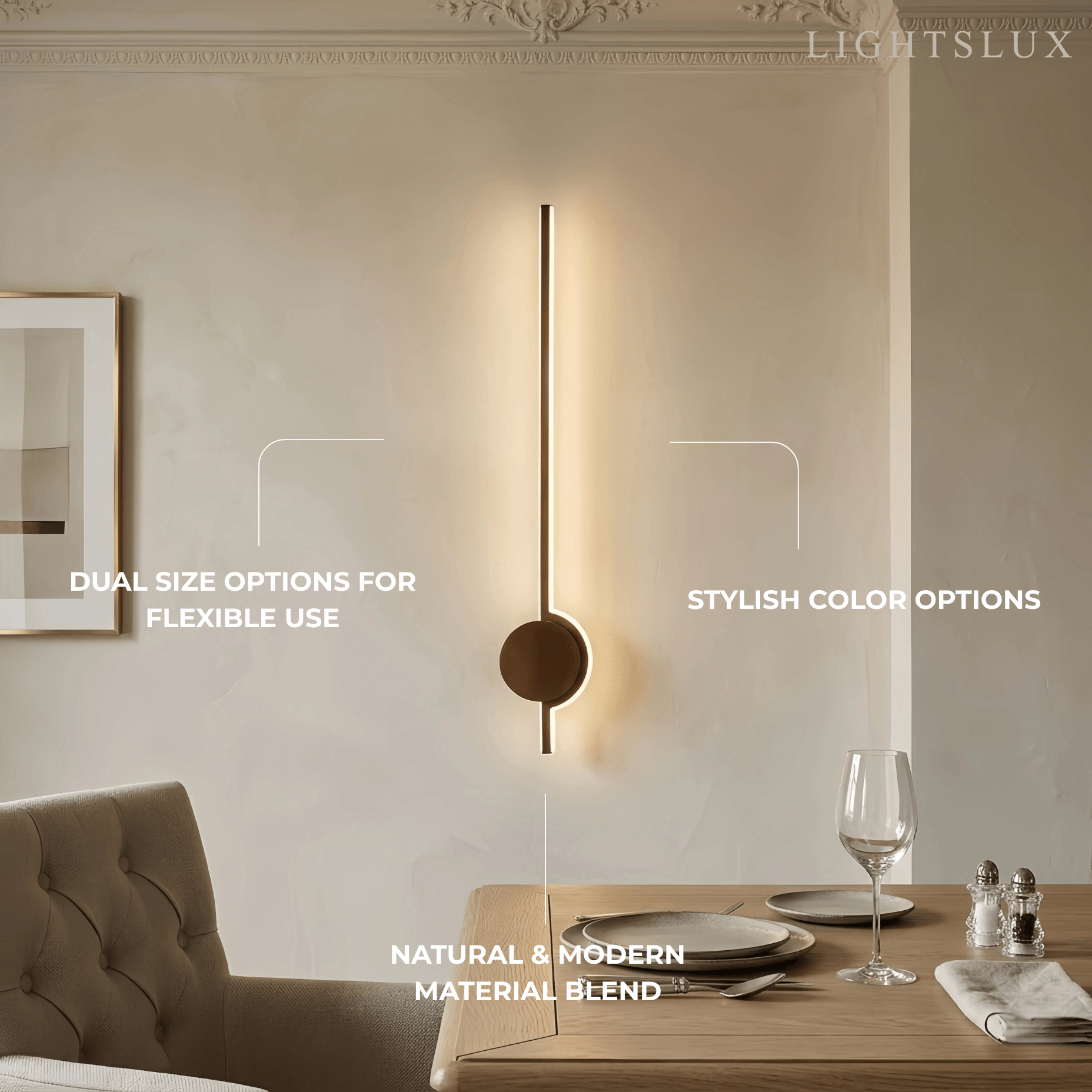 Nordic Wood & Acrylic Wall Lamp - White/Gold/Black for Dining Room - Flindria