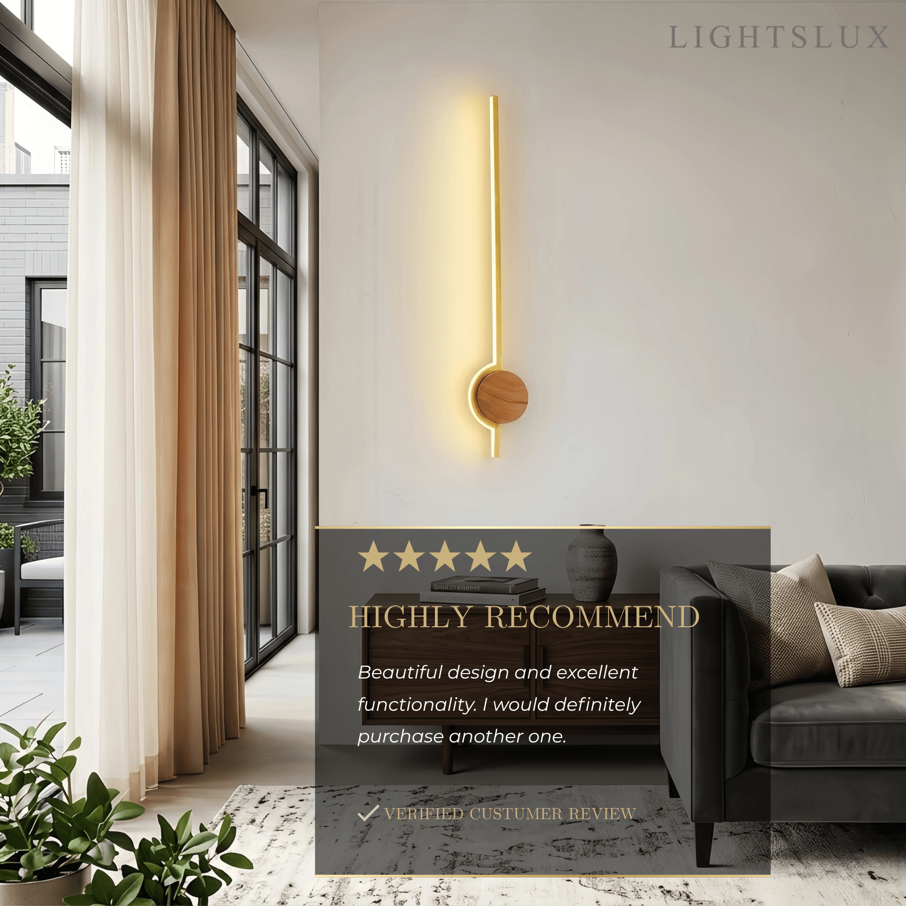 Nordic Wood & Acrylic Wall Lamp - White/Gold/Black for Dining Room - Flindria