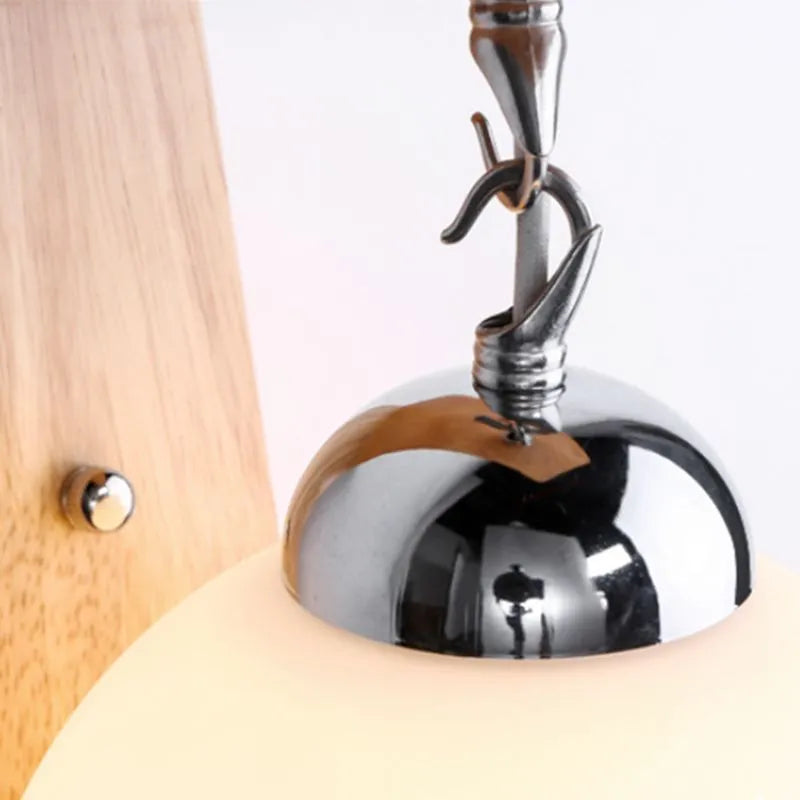Nordic Beige Vanity Light – Wood & Metal Frame with Glass Globe for Bedroom - Flindria