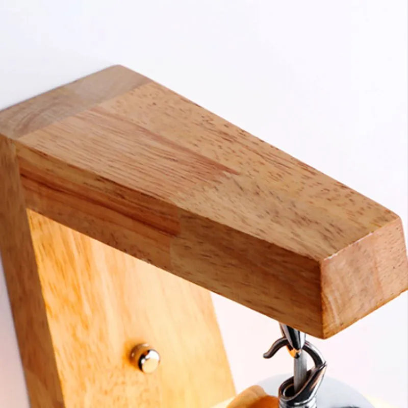 Nordic Beige Vanity Light – Wood & Metal Frame with Glass Globe for Bedroom - Flindria