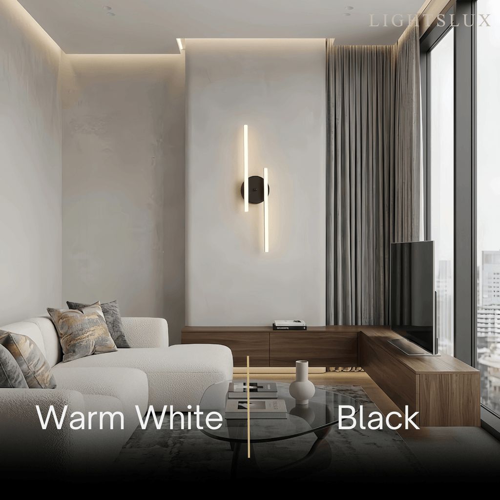 Modern Black/Silver Double Linear Wall Light – Metal & Silicagel for Bathroom - Flindria