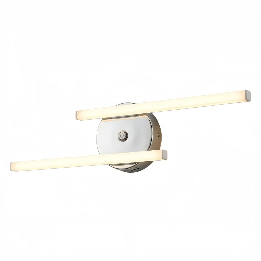 Modern Black/Silver Double Linear Wall Light – Metal & Silicagel for Bathroom - Flindria