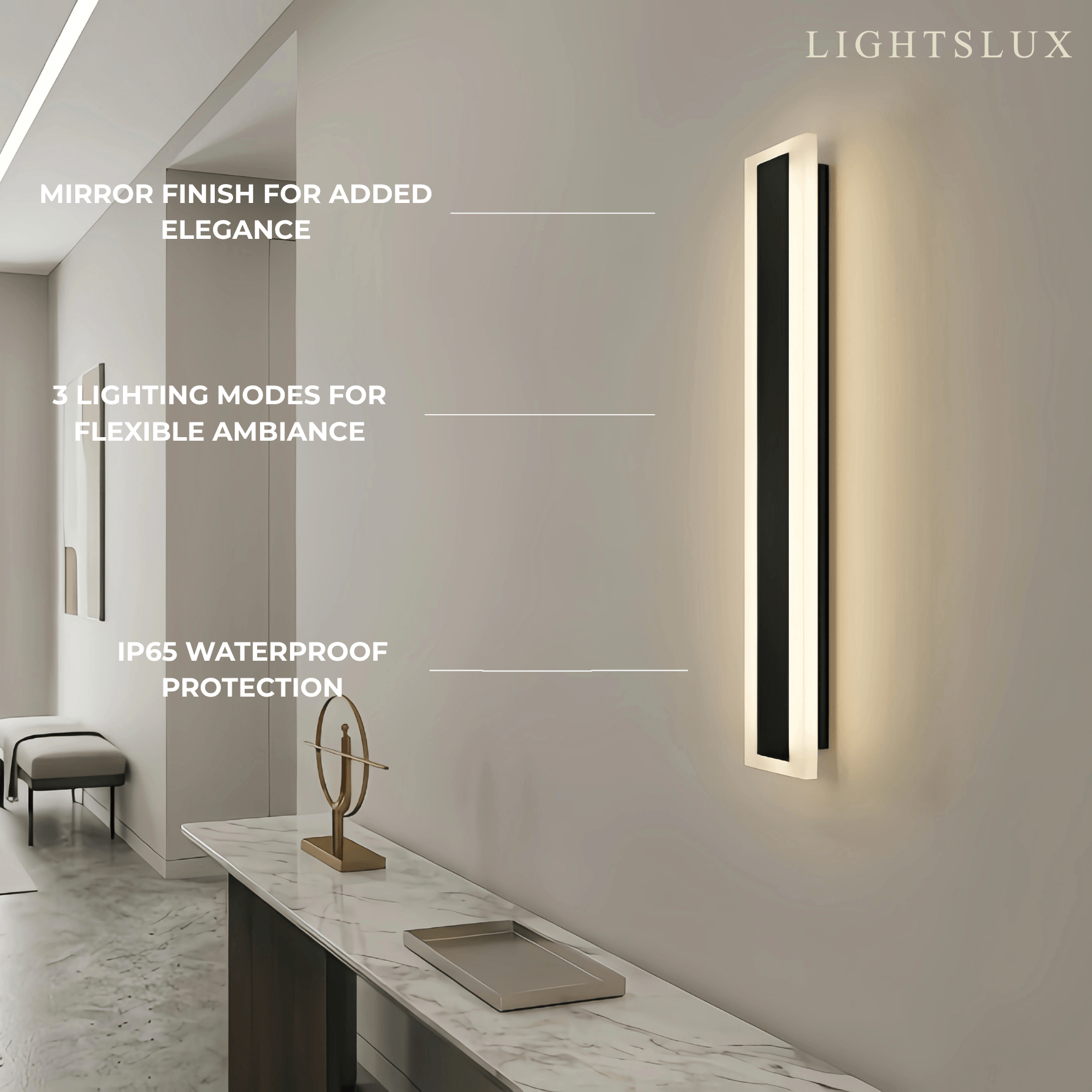 Minimalist Black LED Wall Lamp - Waterproof Metal & Acrylic Linear Bathroom - Flindria