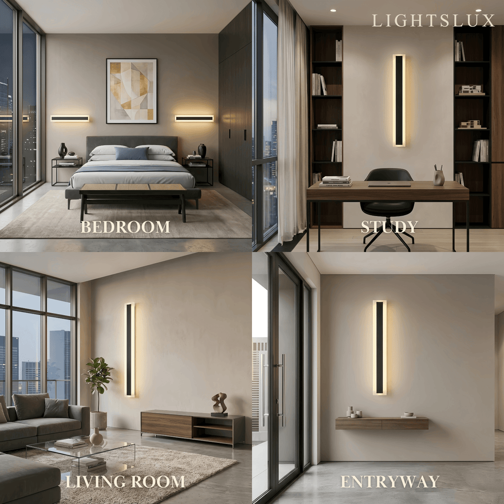 Minimalist Black LED Wall Lamp - Waterproof Metal & Acrylic Linear Bathroom - Flindria