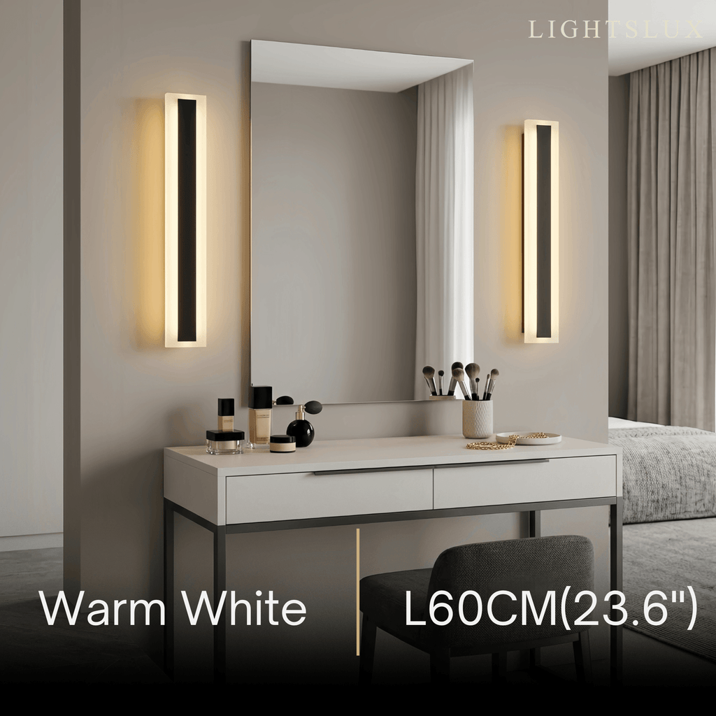 Minimalist Black LED Wall Lamp - Waterproof Metal & Acrylic Linear Bathroom - Flindria