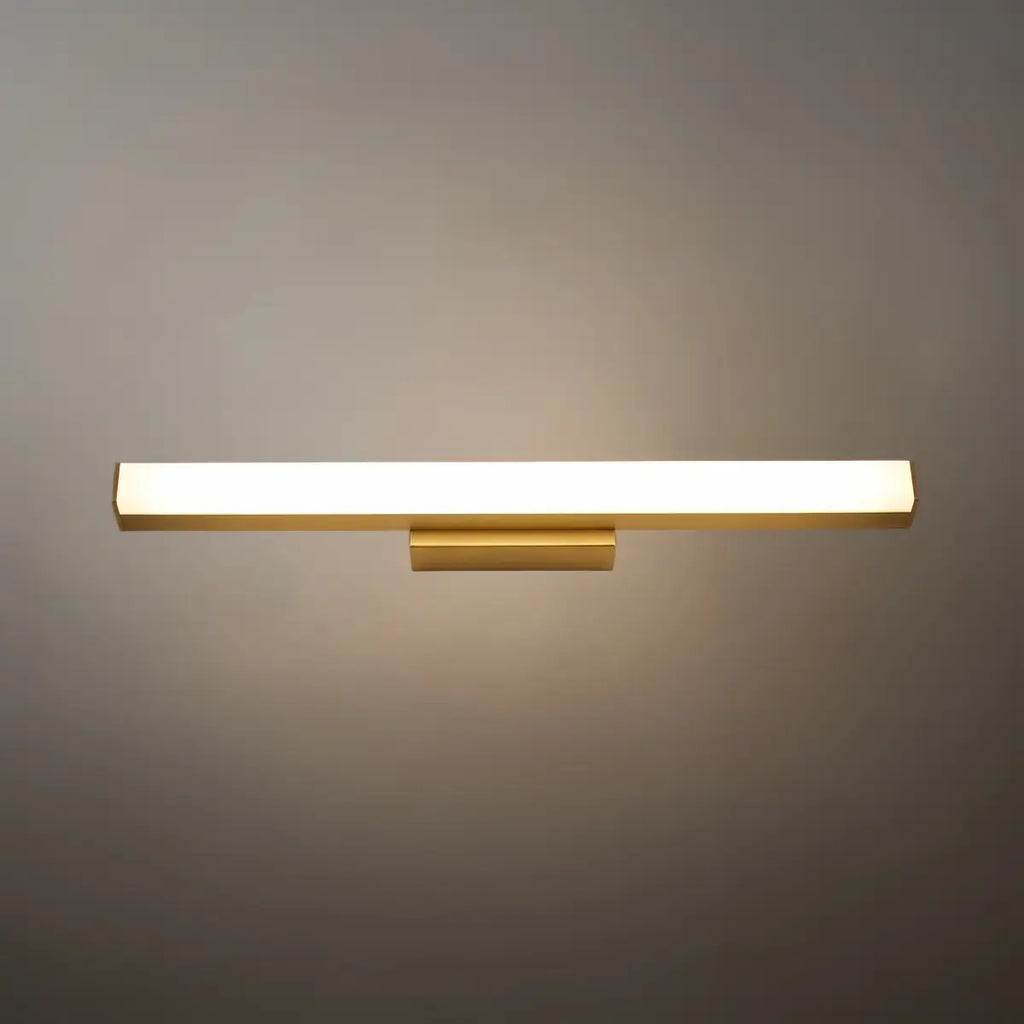 Minimalist Wall Lamp - Mirror Front Linear Design in Wood for Bathroom - Flindria