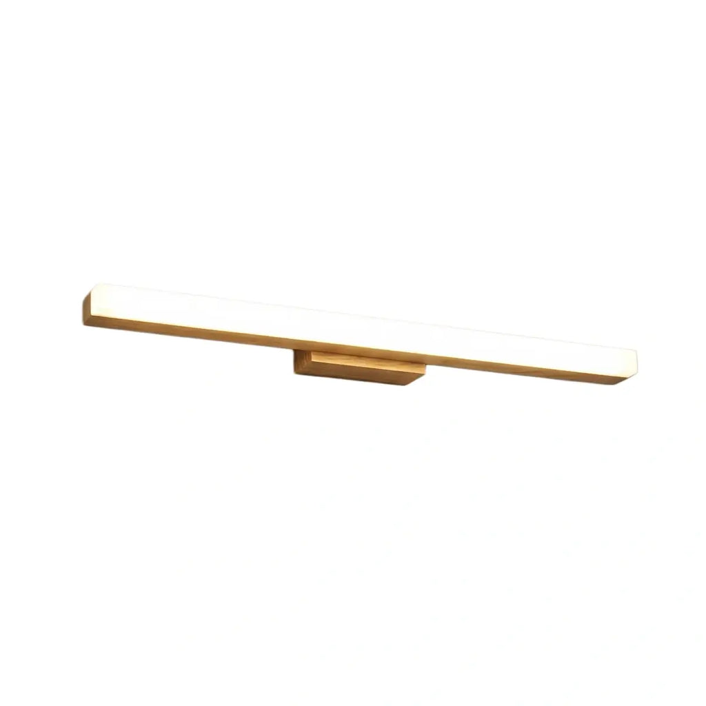 Minimalist Wall Lamp - Mirror Front Linear Design in Wood for Bathroom - Flindria