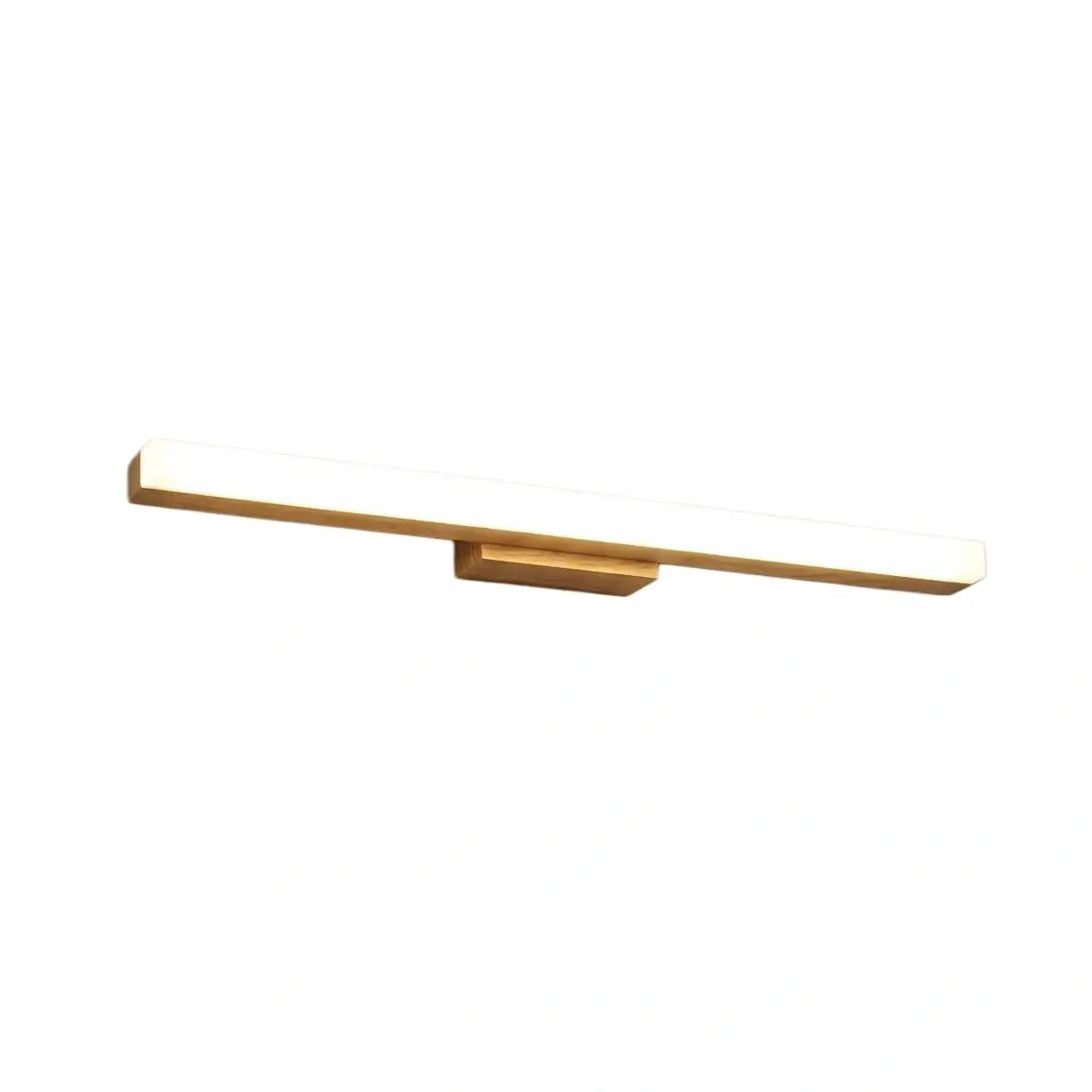 Minimalist Wall Lamp - Mirror Front Linear Design in Wood for Bathroom - Flindria
