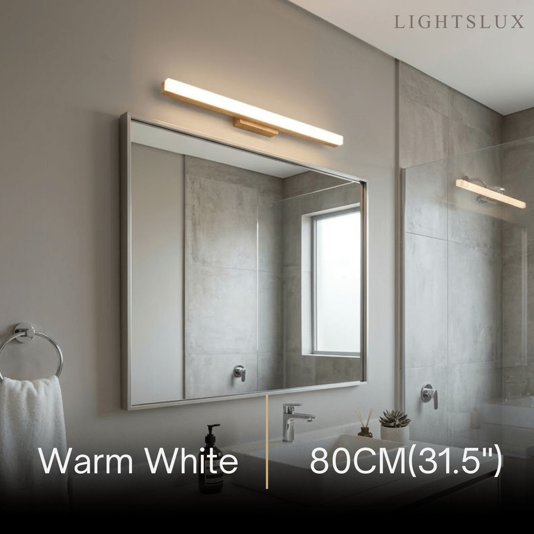 Minimalist Wall Lamp - Mirror Front Linear Design in Wood for Bathroom - Flindria