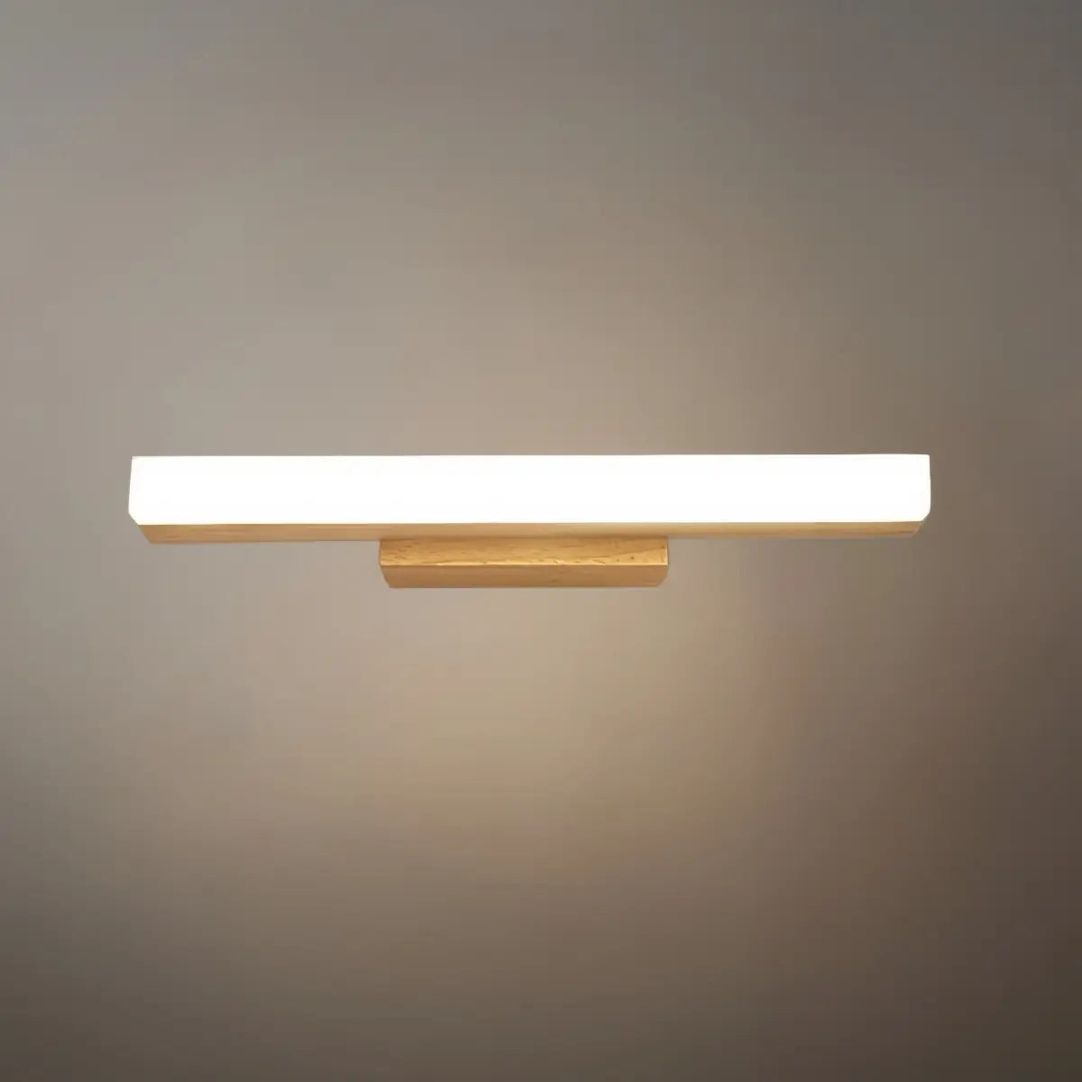 Minimalist Wall Lamp - Mirror Front Linear Design in Wood for Bathroom - Flindria
