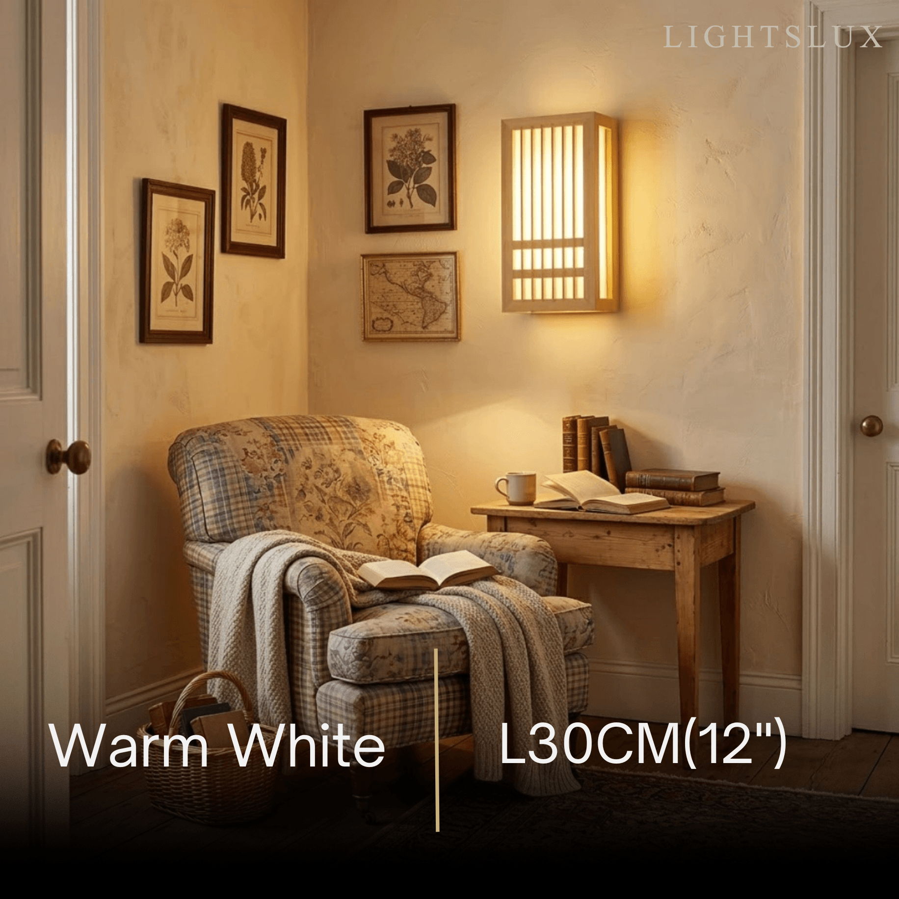 Wabi-sabi Wood Wall Lamp – Rectangular Log Color for Living Room/Bedroom - Flindria