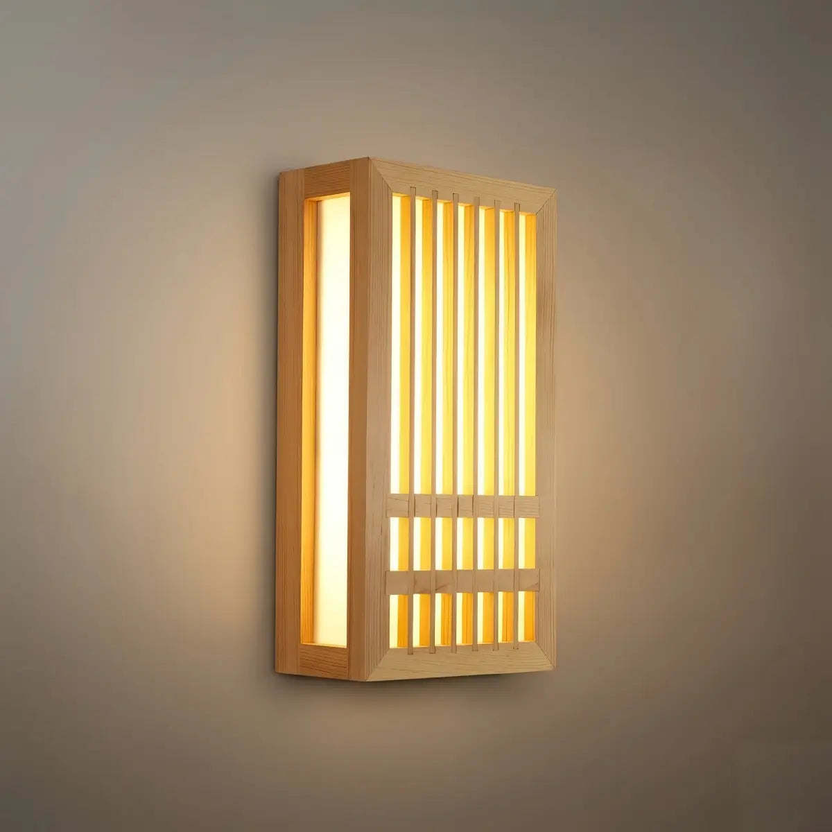 Wabi-sabi Wood Wall Lamp – Rectangular Log Color for Living Room/Bedroom - Flindria