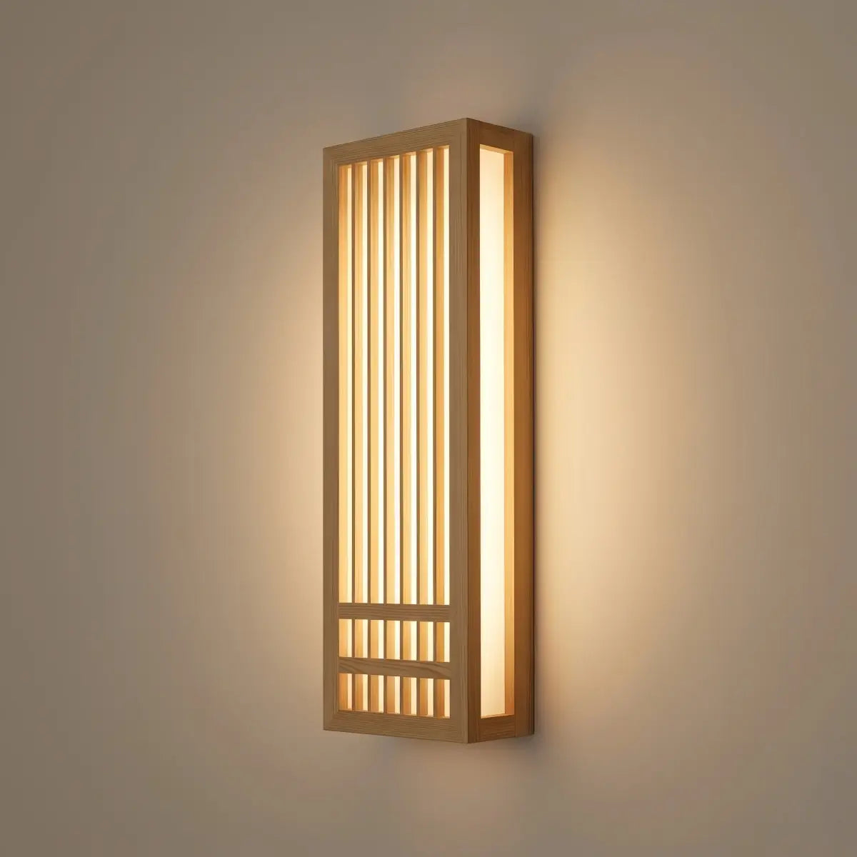 Wabi-sabi Wood Wall Lamp – Rectangular Log Color for Living Room/Bedroom - Flindria