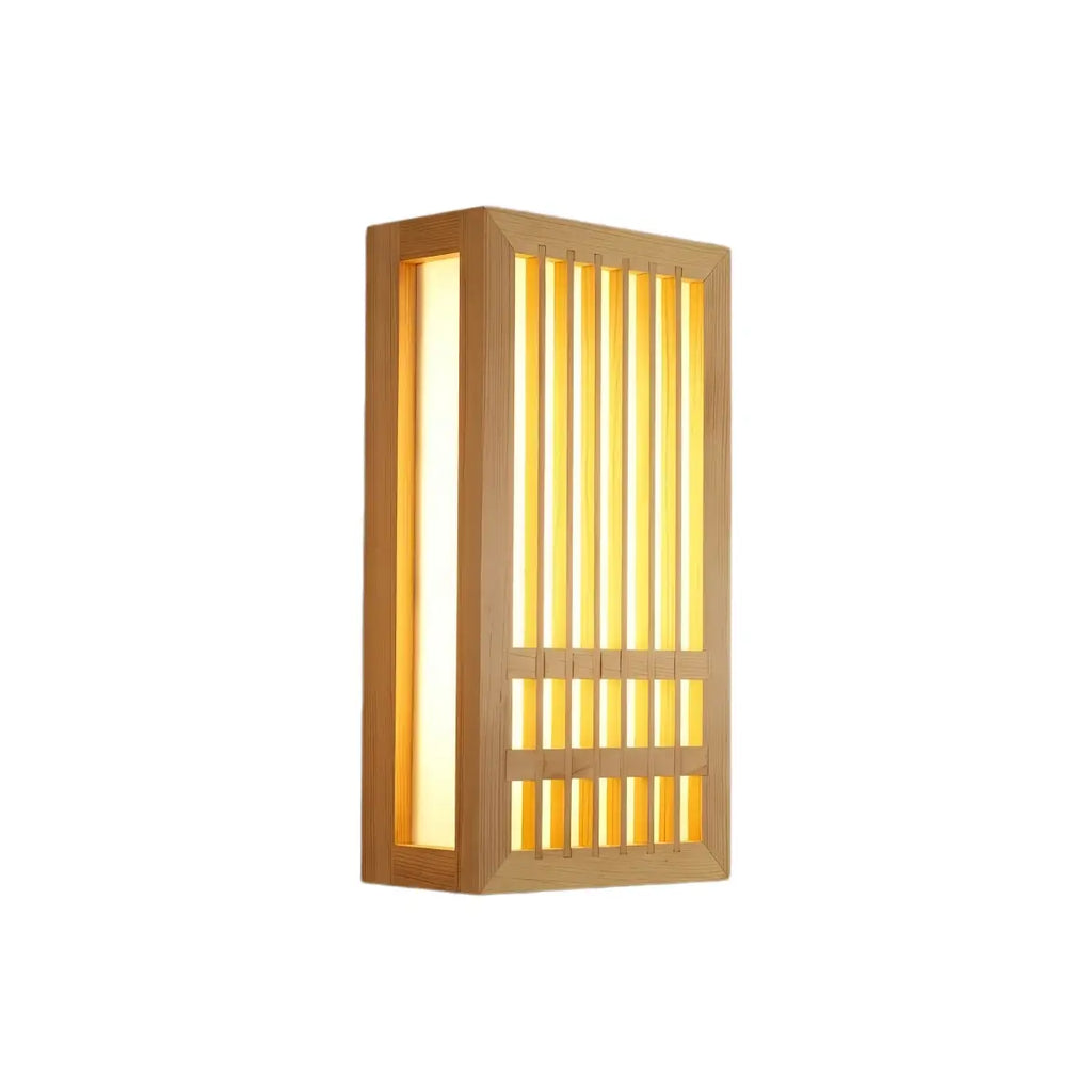 Wabi-sabi Wood Wall Lamp – Rectangular Log Color for Living Room/Bedroom - Flindria