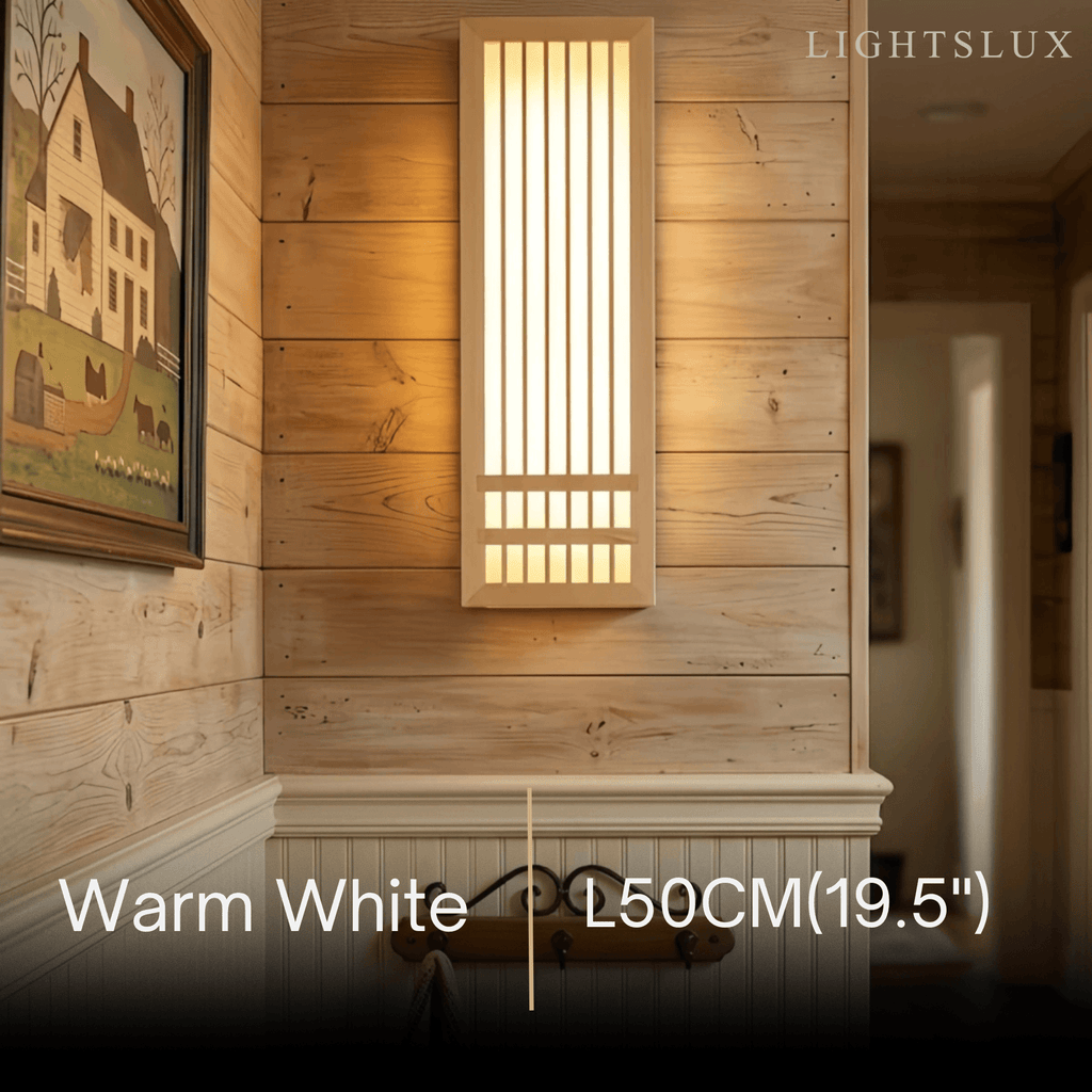Wabi-sabi Wood Wall Lamp – Rectangular Log Color for Living Room/Bedroom - Flindria