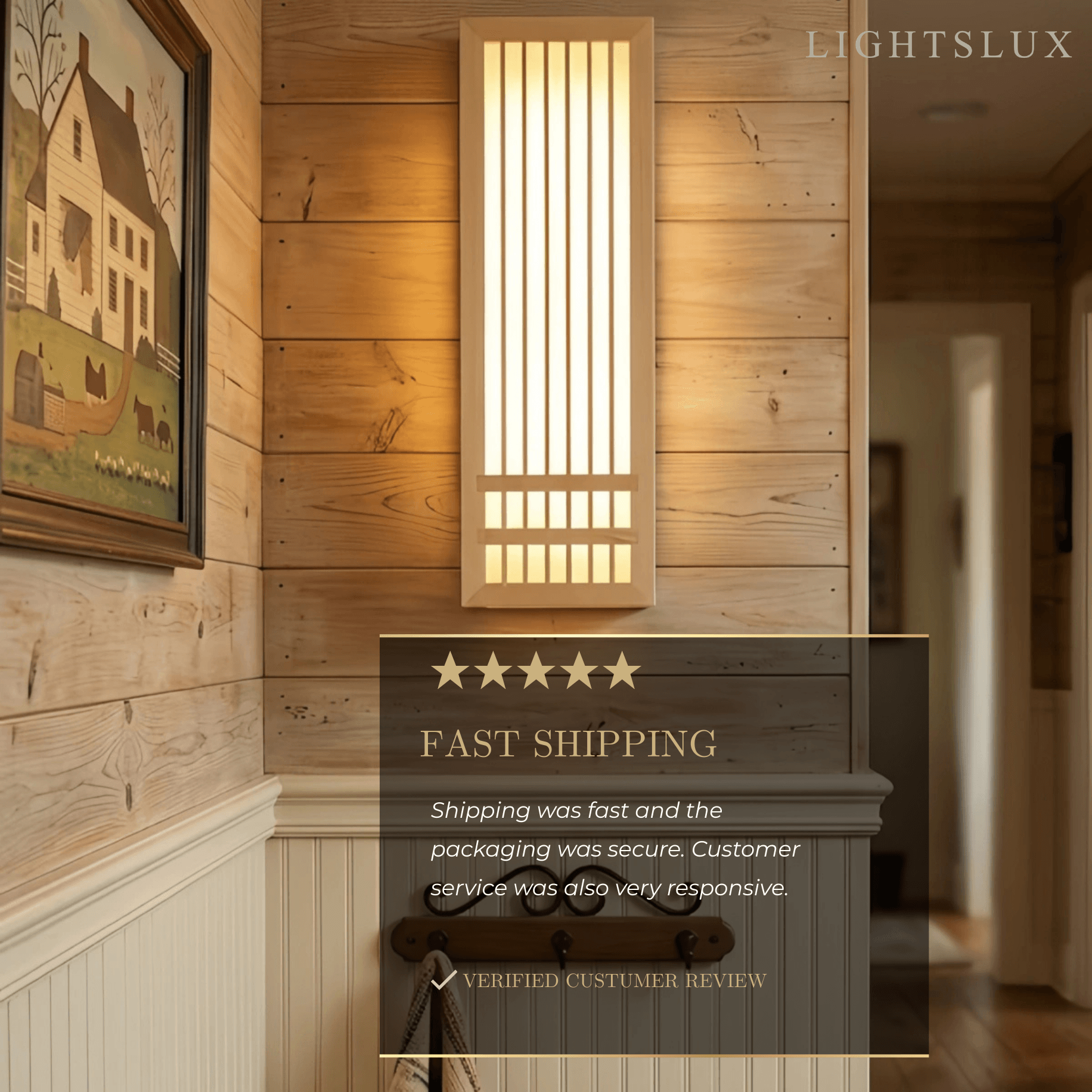 Wabi-sabi Wood Wall Lamp – Rectangular Log Color for Living Room/Bedroom - Flindria